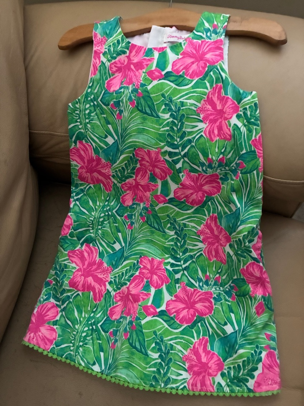 Tommy Bahama Pink and Green Hibiscus Print Dress